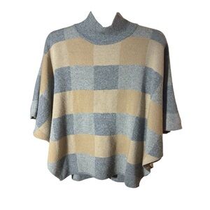 NOTE Di ANITA Sweater Turtleneck OneSz GrayPlaid MerinoCashmere PonchoCheckITALY